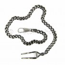 Pocket Watch Chain for Men Gunmetal Color Albert Chain Fob Chain on Belt Clip 17