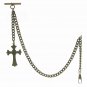 Albert Chain Bronze Pocket Watch Chain for Men Religious Cross Fob T Bar AC115