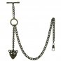 Bronze Albert Pocket Watch Chain Leopard Head Fob for Vests & Jeans T Bar ACT25