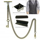Albert Chain Bronze Pocket Watch Chain for Men with Antique Key Design Fob AC17