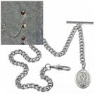 Albert Chain Silver Pocket Watch Chain Our Lady of Guadalupe Fob Swivel Clasp Albert Chain Silver Pocket Watch Chain Our Lady of Guadalupe Fob Swivel Clasp