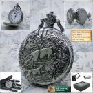 Silver Pocket Watch 47 MM Men Watch Roman Numbers Japan Movement Fob Chain P237