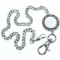 Pocket Watch Chain Silver Albert Chain Men Mother of Pearl Fob Swivel Clasp 168