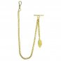 Albert Chain Gold Color Pocket Watch Chain for Men with Leaf Design Fob AC62