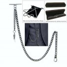 Albert Chain Silver Color Pocket Watch Chain for Men with Animal Tooth Fob AC65