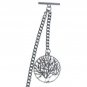 Silver color Albert Pocket Watch Chain with 37 MM Big Life Tree Fob T Bar AC126