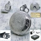 Silver Color Pocket Watch for Men Japan Movement with Fob Chain and Gift Box 154