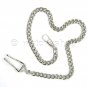 Silver Color Pocket Watch Chain for Men Albert Fob Chain with Belt Clip FC19