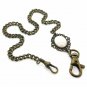 Pocket Watch Chain Bronze Albert Chain with Mother of Pearl Fob Swivel Clasp 165