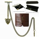 Albert Chain Bronze Pocket Watch Chain for Men Leopard Design Fob T Bar AC25