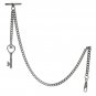 Pocket Watch Chain Silver Albert Chain for Men with Vintage Key Fob T Bar AC128