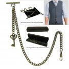 Albert Chain Pocket Watch Chain Bronze Fob Chain with Key Design Fob T Bar AC16