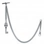 Albert Chain Silver Color Pocket Watch Chain for Men Vintage Key Fob T Bar AC136
