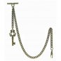 Albert Chain Bronze Pocket Watch Chain for Men with Vintage Key Fob T Bar AC40