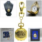 Gold Color Pocket Watch Pendant Watch for Women with Key Ring and Necklace 32