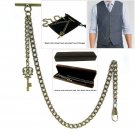 Albert Chain Bronze Color Pocket Watch Chain for Men Vintage Key Fob T Bar AC15