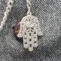Albert Chain Silver Color Pocket Watch Chain Hamsa Hand Fob Swivel Clasp AC217