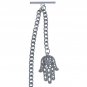 Albert Chain Silver Color Pocket Watch Chain Hamsa Hand Fob Swivel Clasp AC217