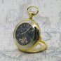 Pocket Watch Mechanical Gold Tourbillon Design 46 MM Men Brass Sun Moon on Chain