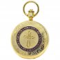 Pocket Watch Gold Color 47 MM Cross and Jesus Fish Design for Men with Chain 34