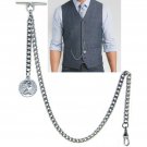 Albert Chain Silver Pocket Watch Chain Half Penny Coin Design Fob Swivel Clip