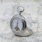 Pocket Watch Mechanical Silver Color Tourbillon Design Small Second Fob Chain