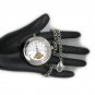 Pocket Watch Mechanical Silver Color Tourbillon Design Small Second Fob Chain