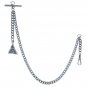 Albert Chain Silver Pocket Watch Chain for Men Trinity Celtic Knot Fob T Bar 191