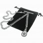 Albert Chain Silver Pocket Watch Chain for Men Fleur-de-lis Medal Fob T Bar 96N