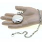Pocket Watch Mechanical Tourbillon Silver Polish Sun Moon with Chain and Box 42B