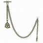 Albert Chain Bronze Pocket Watch Chain Men Celtic Knot Fob T Bar Swivel Clasp 08