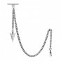 Albert Chain Silver Color Pocket Watch Chain for Men Spearhead Fob T Bar AC71N