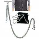 Silver Color Albert Chain Pocket Watch Chain Men Spiga Wheat Chain T Bar AC108N