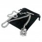Albert Chain Silver Tone Pocket Watch Chain Crest Shield Fob Swivel Clip T Bar