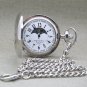 Pocket Watch Silver Color Sun & Moon Disc Dial for Men with Chain Gift Box P52PA