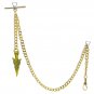 Gold Color Albert Chain Pocket Watch Chain Spear Arrowhead Fob Swivel Clasp 218