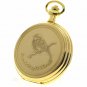 Robin Bird Gold Pocket Watch Gift Set 53 MM Brass Leather Pouch Wood Box C79