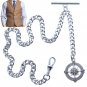 Albert Chain Silver Tone Pocket Watch Chain Compass Style Fob Swivel Clip T Bar