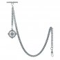 Albert Chain Silver Tone Pocket Watch Chain Compass Style Fob Swivel Clip T Bar