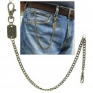 Bronze Pocket Watch Chain Albert Chain Men Peace Symbol Fob Swivel Clasp F179