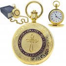 Pocket Watch Gold Color 47 mm for Men Religious Cross Jesus Fish Cover on Chain Pocket Watch Gold Color 47 mm for Men Religious Cross Jesus Fish Cover on Chain
