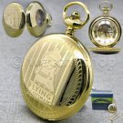 STEEL Pocket Watch Mechanical Skeleton Gold Color Flying Scotsman 50 MM on Chain STEEL Pocket Watch Mechanical Skeleton Gold Color Flying Scotsman 50 MM on Chain