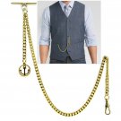 Albert Chain Gold Color Pocket Watch Chain for Men with Anchor Medal Fob AC66N