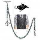 Albert Chain Silver Pocket Watch Chain for Men with Fleur-de-lis Fob T Bar AC49N Albert Chain Silver Pocket Watch Chain for Men with Fleur-de-lis Fob T Bar AC49N