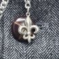 Albert Chain Silver Pocket Watch Chain for Men with Fleur-de-lis Fob T Bar AC49N