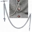 Albert Chain Silver Color Pocket Watch Chain Cross Design Fob Swivel Clasp AC219 Albert Chain Silver Color Pocket Watch Chain Cross Design Fob Swivel Clasp AC219