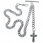 Albert Chain Silver Color Pocket Watch Chain Cross Design Fob Swivel Clasp AC219