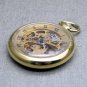 Pocket Watch Gold Mechanical Skeleton See-Through Back 43 MM with Fob Chain P45