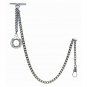 Silver Color Albert Pocket Watch Chain for Men with Life Buoy Fob T Bar AC35