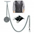 Albert Chain Silver Tone Pocket Watch Chain Life Tree Fob Swivel Clip T Bar AC57